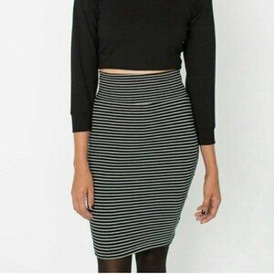 American Apparel Black Stripe Interlock Stretch Bodycon Pencil Skirt sz M